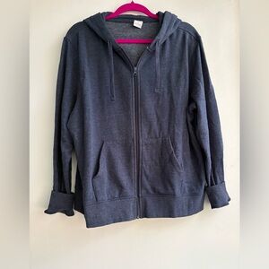 Navy blue zip hoodie with pockets- XL